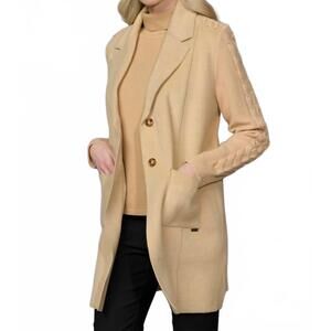 NEW PICADILLY sweater-trimmed jacket in wheat